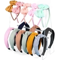 Double-layer acrylic headband holder showcasing assorted bow and knotted hair bands - Transparent Double Layer Integrated Style