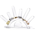 Acrylic evil eye ring display stand with transparent six-pillar fan-shaped base - Transparent Radial Style