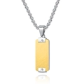 Two-tone brushed gold and silver dog tag pendant necklace with industrial screw details - Single Pendant Gold