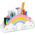 Portapenne in acrilico arcobaleno con nuvole sorridenti per l'organizzazione dell'ufficio - Scatola Arcobaleno