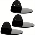Set of 3 black acrylic wall shelves for baby monitors and speakers with screw holes - Black
