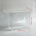 Detail der Schiebedeckel und des oberen Schlitzes der klaren Acryl-Kartenbox - Transparent Mit Künstlerischem Text