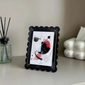 7-inch black scalloped acrylic photo frame with clear magnetic panel and silver rivets - Black