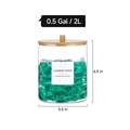 Pot à capsules de lessive 2L en verre avec couvercle en bambou et poignée - Boîte Ronde (Avec Étiquettes)