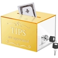 Detail view of acrylic tip box with gold mirror panel, security lock and keys - Mirror with Lock