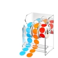 Acrylic 3-roll label dispenser with colorful sticker rolls on a clean white background - 3 Slots (057)