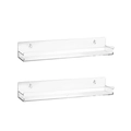 Set of 2 wall-mounted clear acrylic bathroom shelves with front edge protector - 2 Pcs/Set