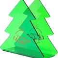 Green acrylic Christmas tree napkin holder with festive Merry Christmas gold printing - Christmas Tree Style