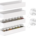 Vue détaillée de 4 étagères à épices en acrylique blanc avec ruban adhésif pour organisation - Lot de 4 / Blanc