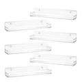 Set of 6 clear acrylic 15 inch wall mounted shelves for books and cosmetics storage - Set of 6
