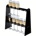 Dettaglio del porta champagne nero a doppio strato in acrilico con struttura trapezoidale - Nero