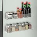 Macro detail of magnetic clear acrylic kitchen spice rack organizers on a fridge - 2 Pcs/Set / Clear