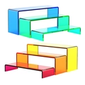 Set of 6 colorful acrylic step risers for toy figures and cosmetics display stands - Colorful