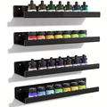 Set of four black acrylic U-shaped wall shelves for storing colorful ink bottles - Black