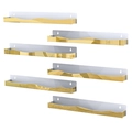 Set of 6 gold wave mirrored floating shelves for nail polish and cosmetic display - 2 Pcs/Set / Gold