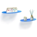 Lot de deux étagères flottantes en acrylique bleu pour décoration murale moderne - Bleu
