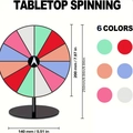 Detailed dimensions of a 7.87-inch colorful tabletop prize wheel with bracket and base - Model C 12 Slots