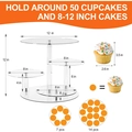 Detailed dimensions of 4-tier clear acrylic cupcake stand holding up to 50 cupcakes - 4 Tier Cake Stand / Clear