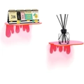 2-pack pink acrylic floating wall shelves with artistic melting drip design - Pink