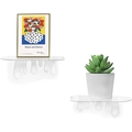 Set of 2 white acrylic floating shelves with unique melting drip design for wall decor - Clear