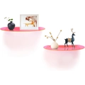Lot de deux étagères flottantes semi-circulaires en acrylique rose pour le mur - Rose