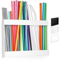 Organizer per cannucce in acrilico a parete con fessure multiple in bianco, nero e chiaro - Design a pezzo unico / Bianco