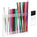 Organizzatore per cannucce in acrilico per bancone da cucina con tre scomparti - Design a pezzo unico / Trasparente