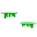 Set of 2 green acrylic floating shelves with unique liquid drip design for wall decor - Green