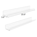 24 inch clear acrylic wall shelves set for books and figurines with u-shaped design - Clear