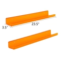 Set of 2 orange acrylic floating shelves 24 inch wall mounted U-shaped display racks - Orange