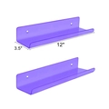 Set of two 12 inch purple acrylic floating wall shelves for home storage and display - Blue