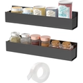 Set of two black acrylic wall spice racks with strong adhesive tape for home storage - 2 Pcs/Set / Black