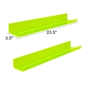 Neon green 23.5 inch acrylic floating shelf for wall display with pre-drilled holes - Green
