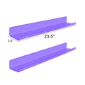 Set of 2 purple transparent acrylic floating shelves in U-shape with 23.5-inch length - Purple
