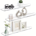 Set mit drei schwebenden Acrylregalen für moderne minimalistische Wandorganisation - 3er Set / Transparent