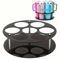 Double-tier 360 rotating acrylic cup organizer stand with 7 slots for large tumblers - Black 7 Slots (Rotating)