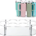 Rotating acrylic cup holder detail with tiered slots for large insulated tumblers - Transparent 6 Slots (Non-rotating)