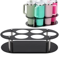 Rotating 2-tier acrylic water bottle organizer rack for 30-40oz tumblers and cups - Black 6 Slots (Non-rotating)