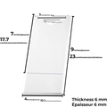 Tope de sofá de acrílico transparente con medidas detalladas de altura y anchura - Estilo Transparente