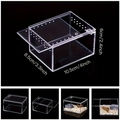 Clear acrylic reptile breeding box 10.5x8.5x6cm with ventilation holes and sliding lid - Box