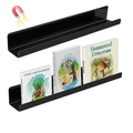 Set of 2 black acrylic magnetic bookshelves for whiteboard and fridge storage - Book Stand / Black