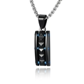 Industrial 3D rectangle pendant with gold pyramid accents and blue studs on silver chain - Black Blue Pendant Only (Without Chain)