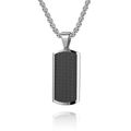 Minimalist square titanium steel pendant with black woven texture and silver finish - Single Pendant Black