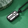 Ciondolo croce meccanica nero e argento con catena box in acciaio inossidabile - Ciondolo Nero con Catena a Sfere Nera