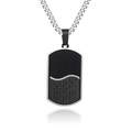 Collana con piastrina da uomo in fibra di carbonio e catena barbazzale in acciaio - Catena Curb Argento con Ciondolo Nero e Argento