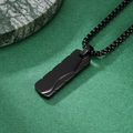 Collar con colgante rectangular negro de acero de titanio con textura ondulada - Juego de collar negro