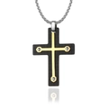 Pendentif croix homme en acier titane avec fibre de carbone noire et insert doré - Pendentif Croix en Or Fibre de Carbone (Pendentif Uniquement)