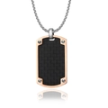 Men's dog tag pendant necklace in rose gold steel with black carbon fiber inlay - Rose Gold Color Pendant Only