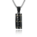 Modern industrial pyramid pendant necklace in matte black with golden accents - Black Gold Pendant Only (Without Chain)