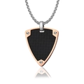 Vintage shield necklace for men with carbon fiber inlay and stainless steel chain - Single Rose Gold Pendant (AS-DZ-012) / Rose Gold